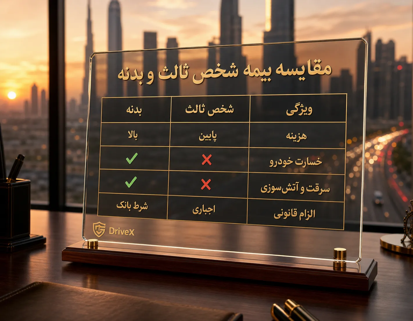 انواع بیمه خودرو در دبی