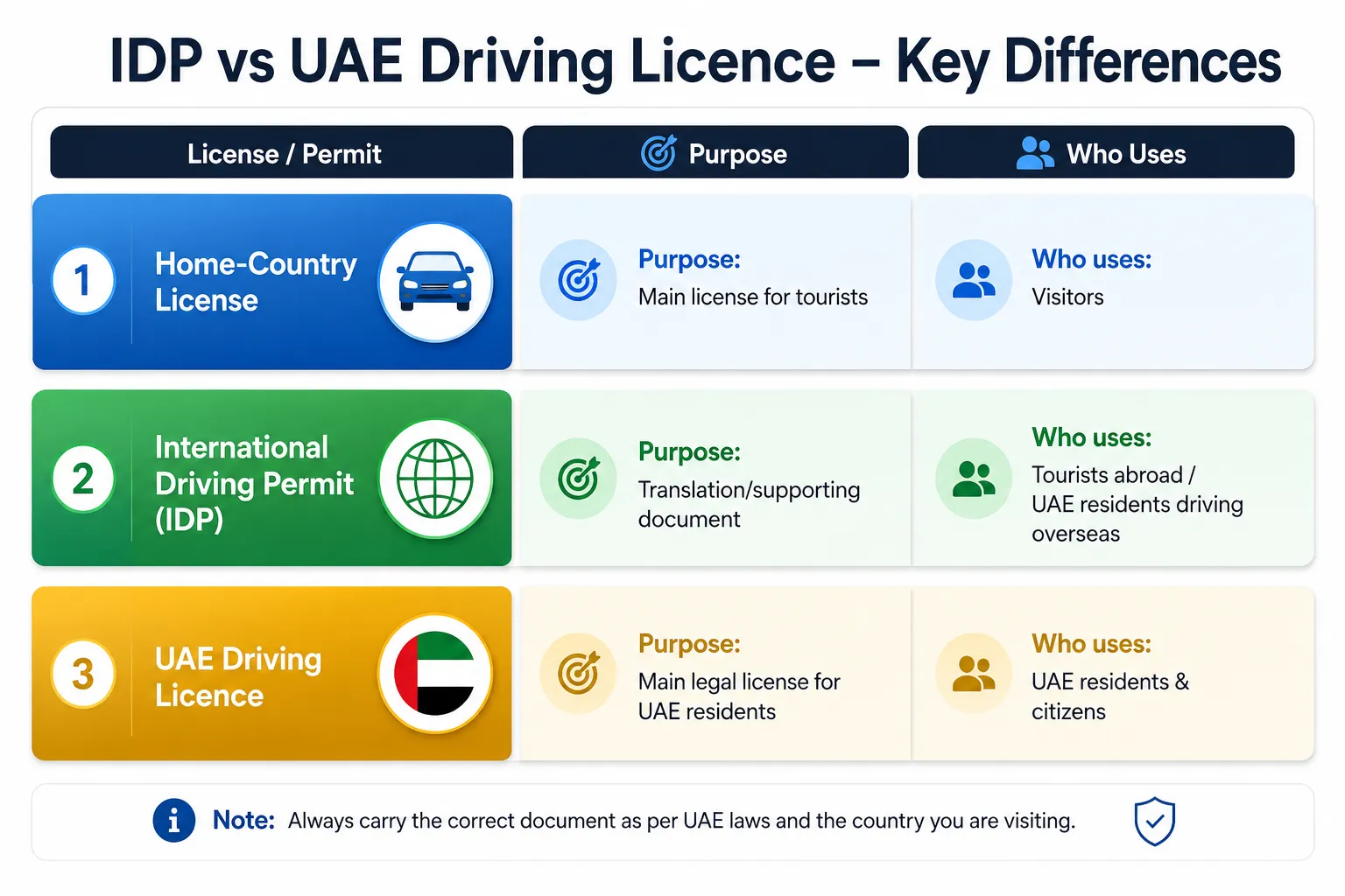 IDP vs UAE Driving Licence