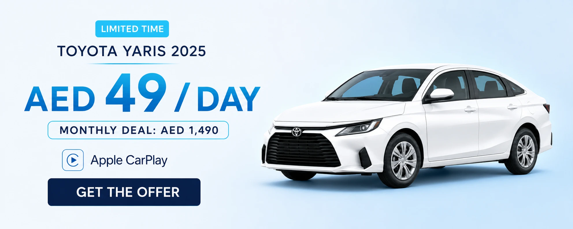 Toyota Yaris 2025 Monthly Car Rental Offer - AED 49 Per Day