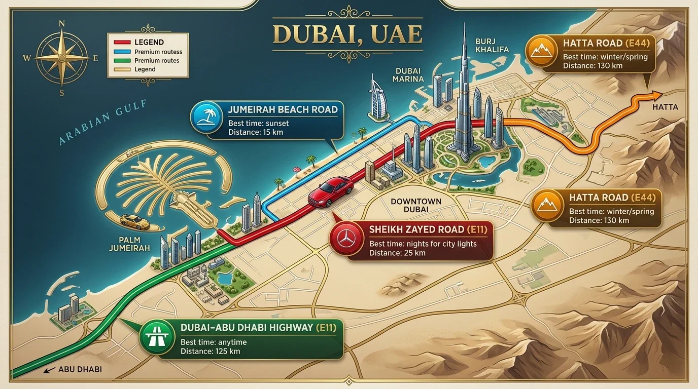 معرفی بهترین مسیر ها برای رنت ماشین لوکس