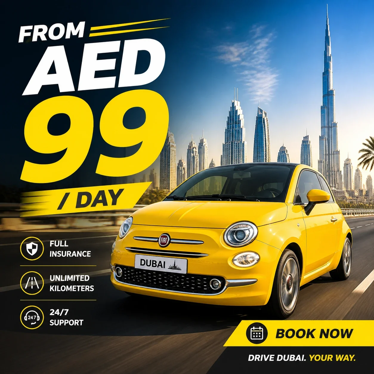 carrental with drivex from 99 AED