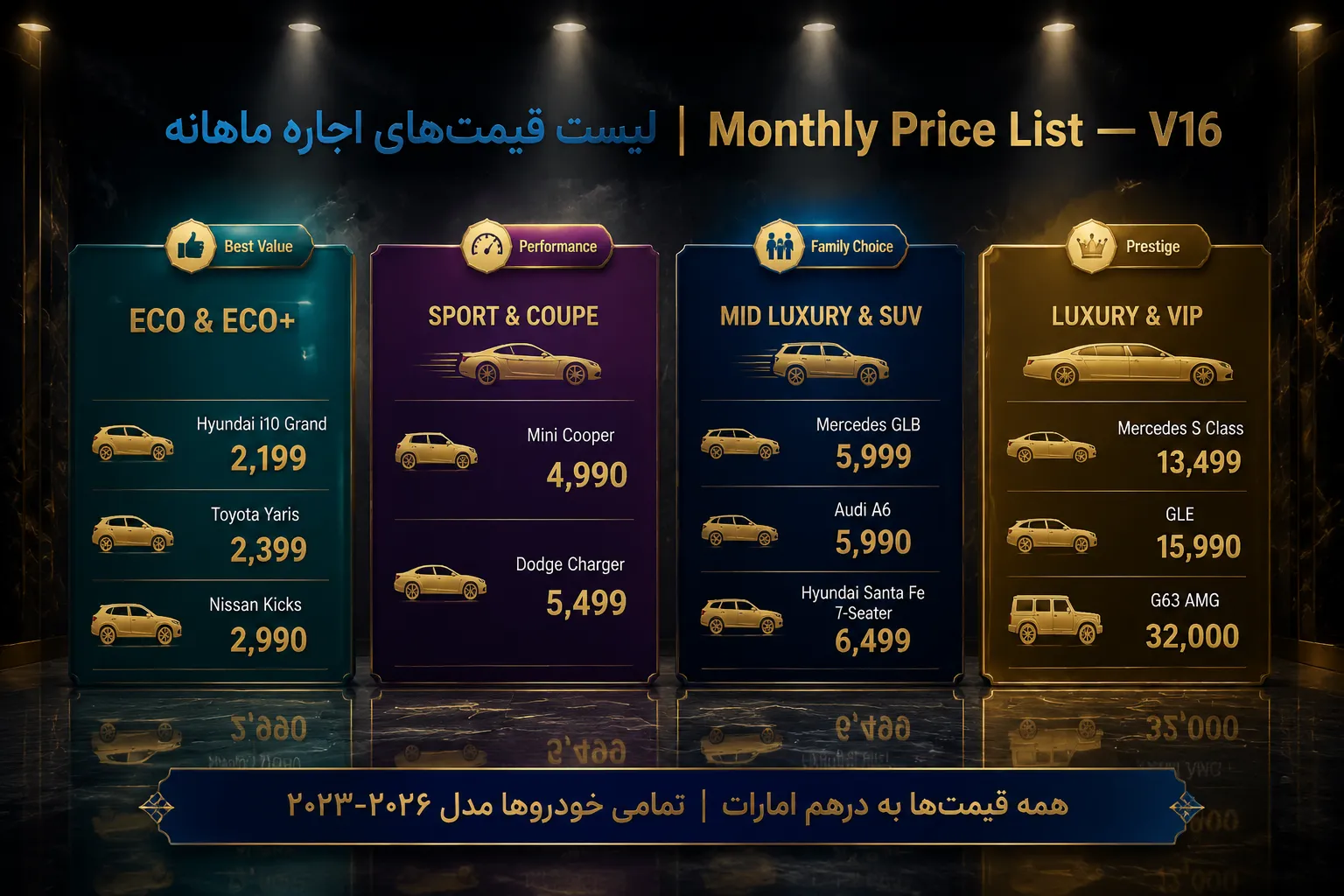 اجاره ماهانه ماشین در دبی برای ایرانی‌ها