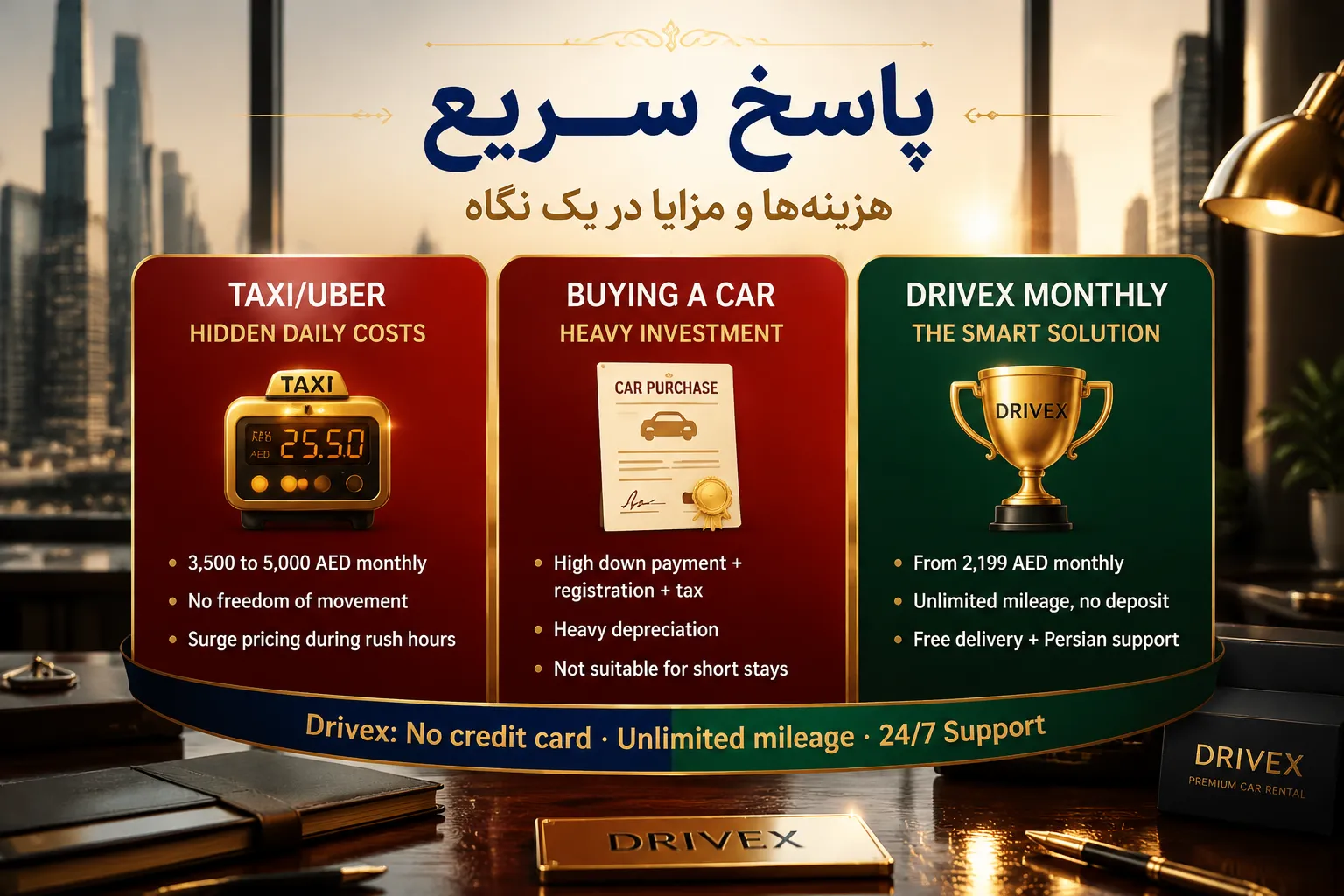 اجاره ماهانه ماشین در دبی برای ایرانی‌ها