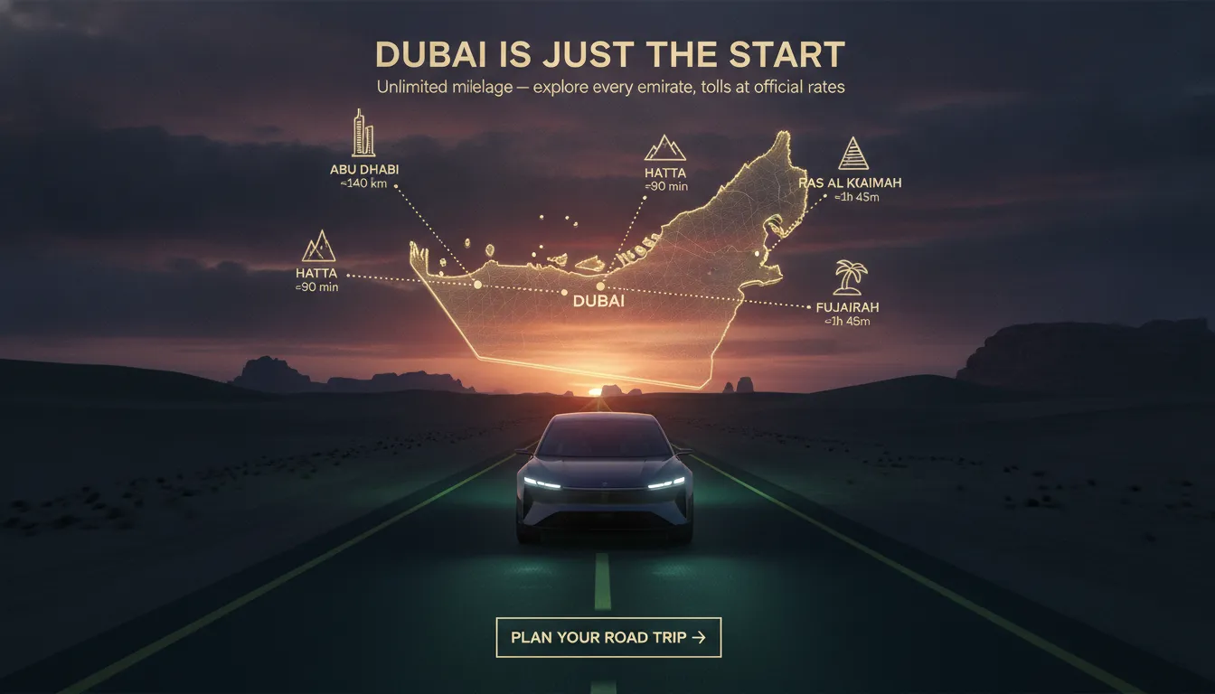 Dubai is just the start — map of drives to nearby cities and regions