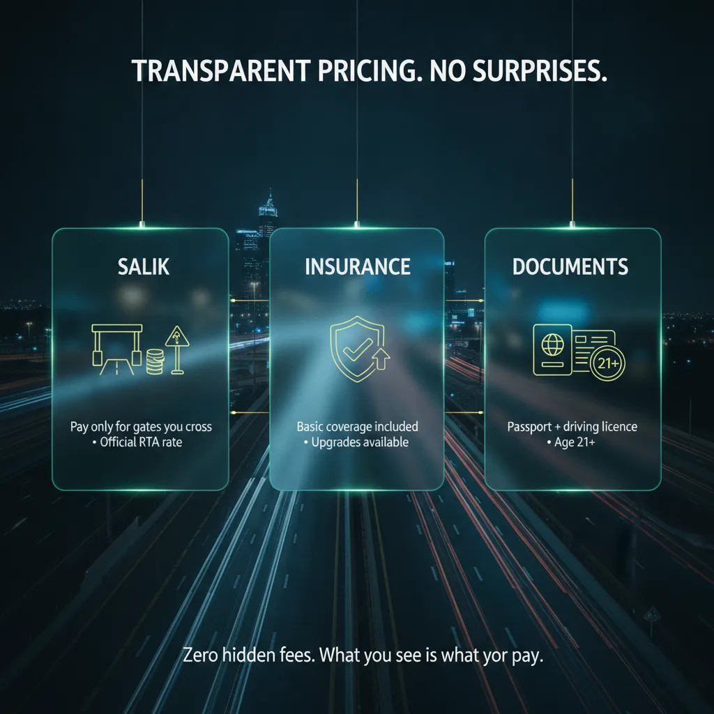 Breakdown of typical car rental costs in Dubai