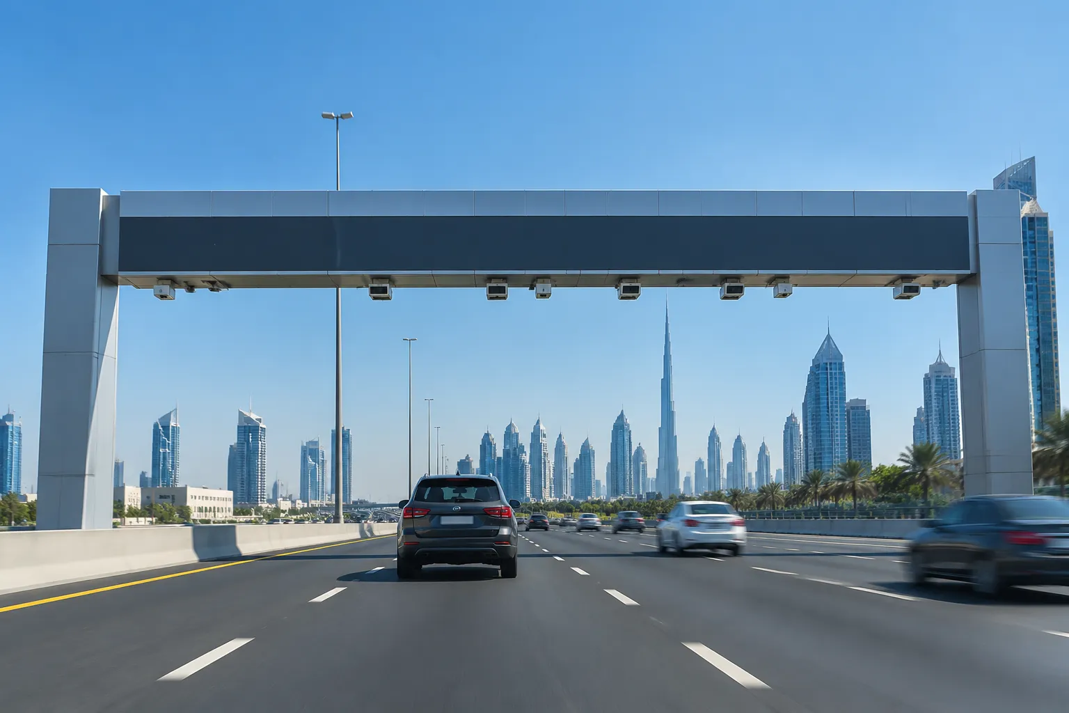 Passing through a Salik toll gate in a DriveX rental car