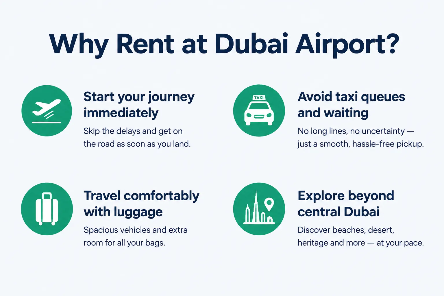 Main benefits of renting a car at Dubai Airport