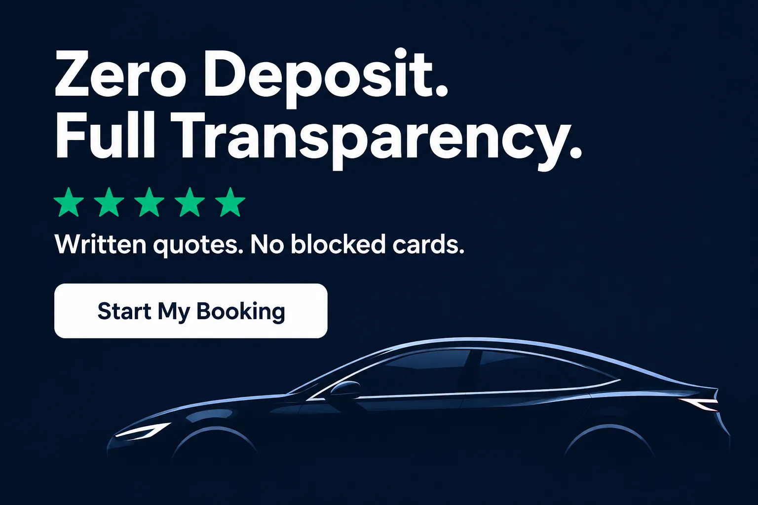 Zero deposit, full transparency — DriveX trust banner