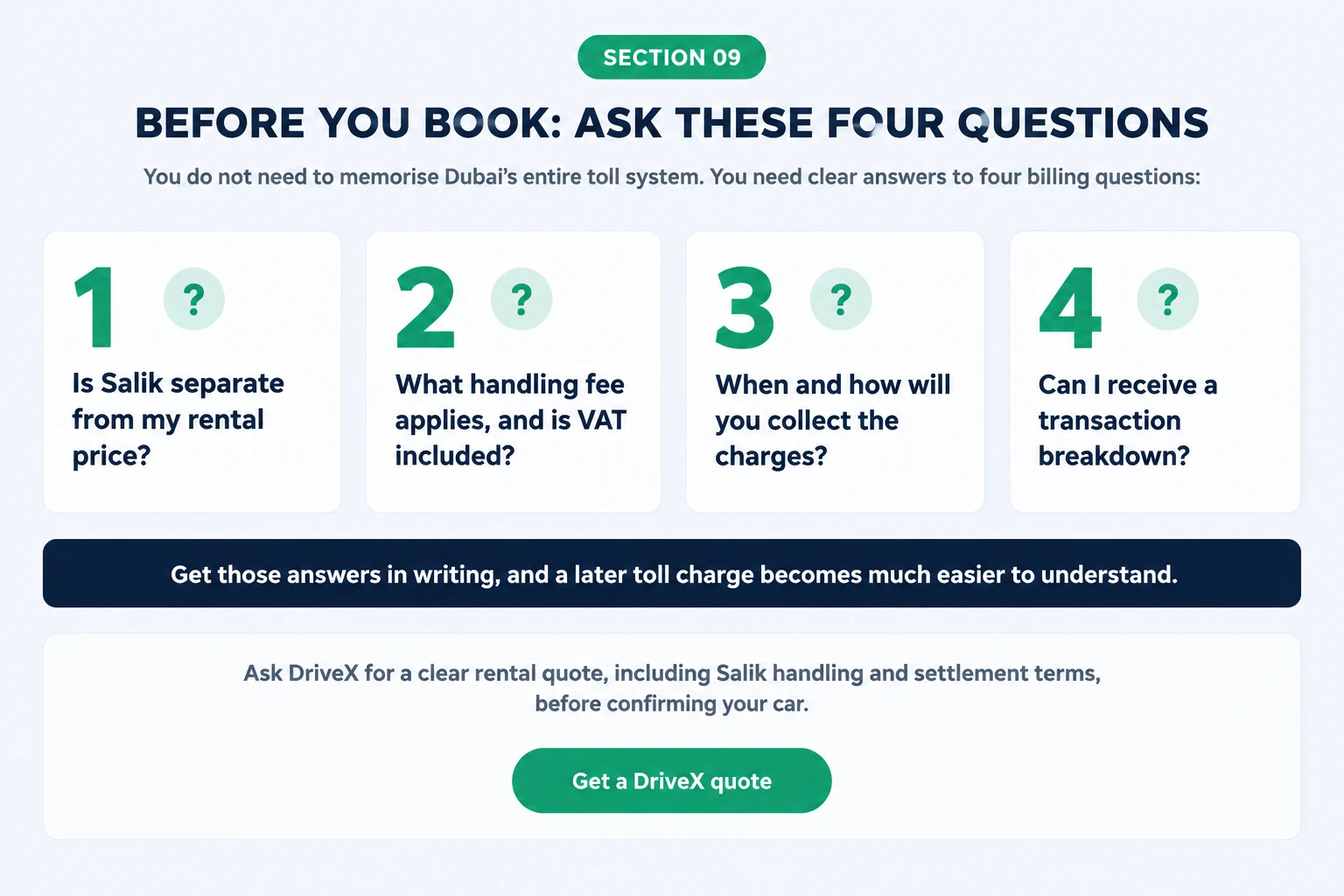 Four questions to ask about Salik before booking a DriveX rental car