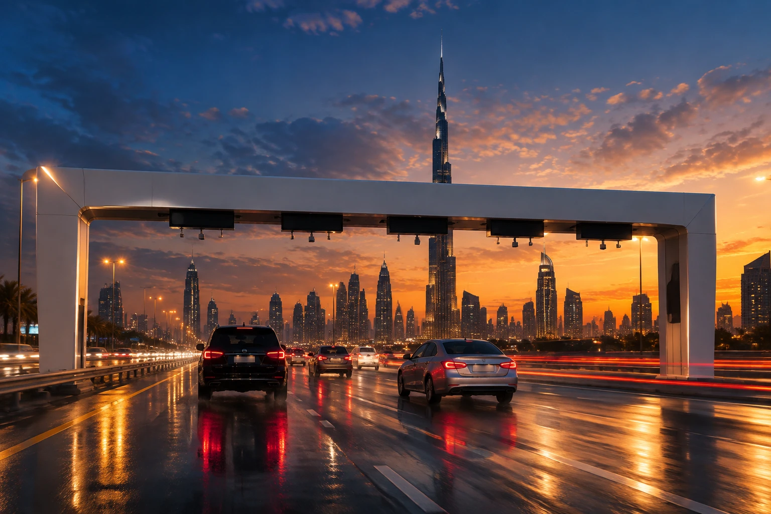Salik toll gantry on Sheikh Zayed Road, Dubai