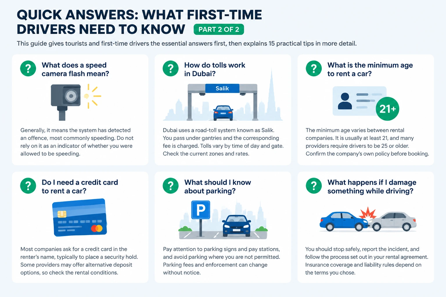 Quick answers for first-time drivers in Dubai, part two