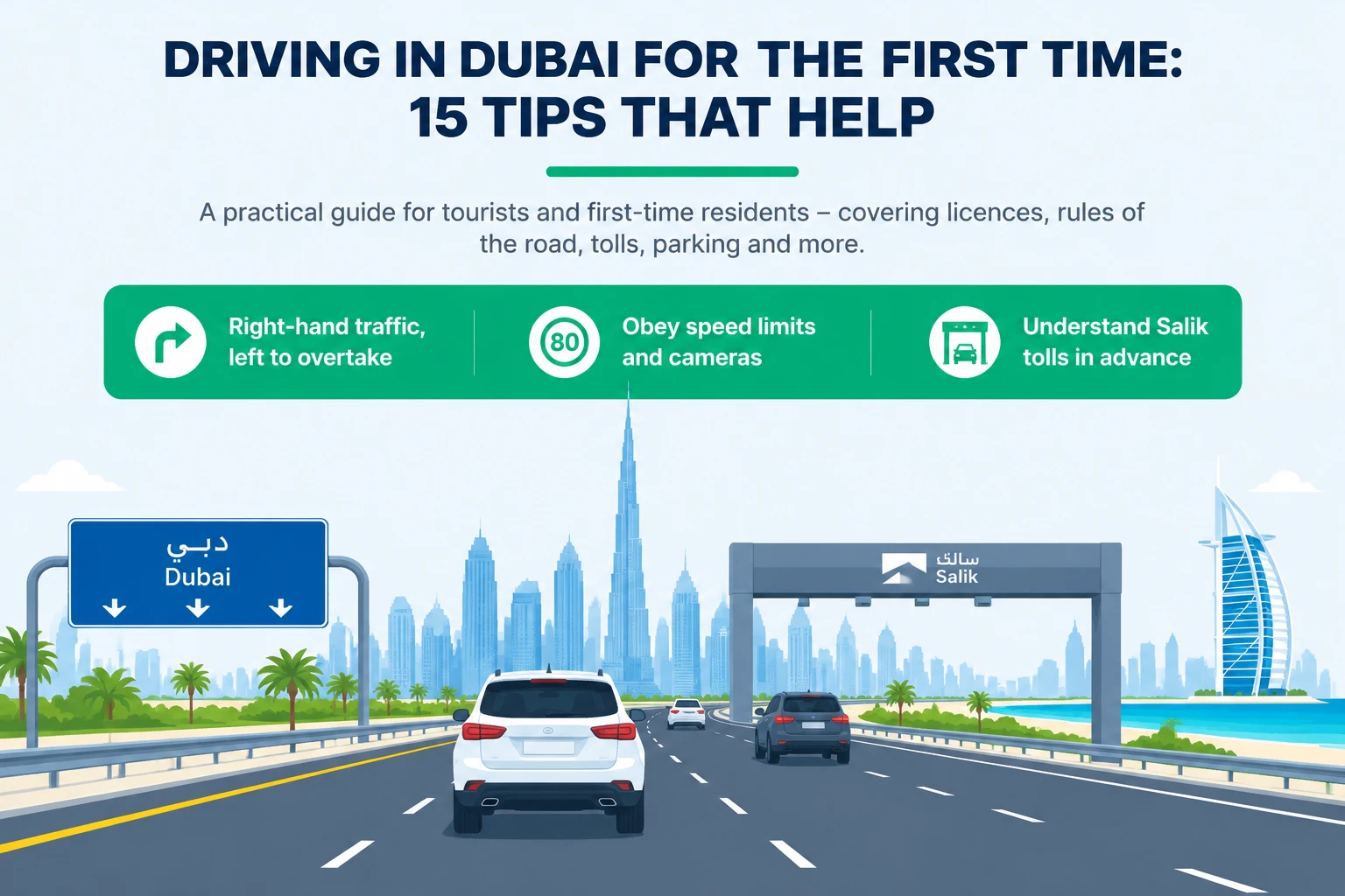 Infographic: key points for first-time drivers in Dubai