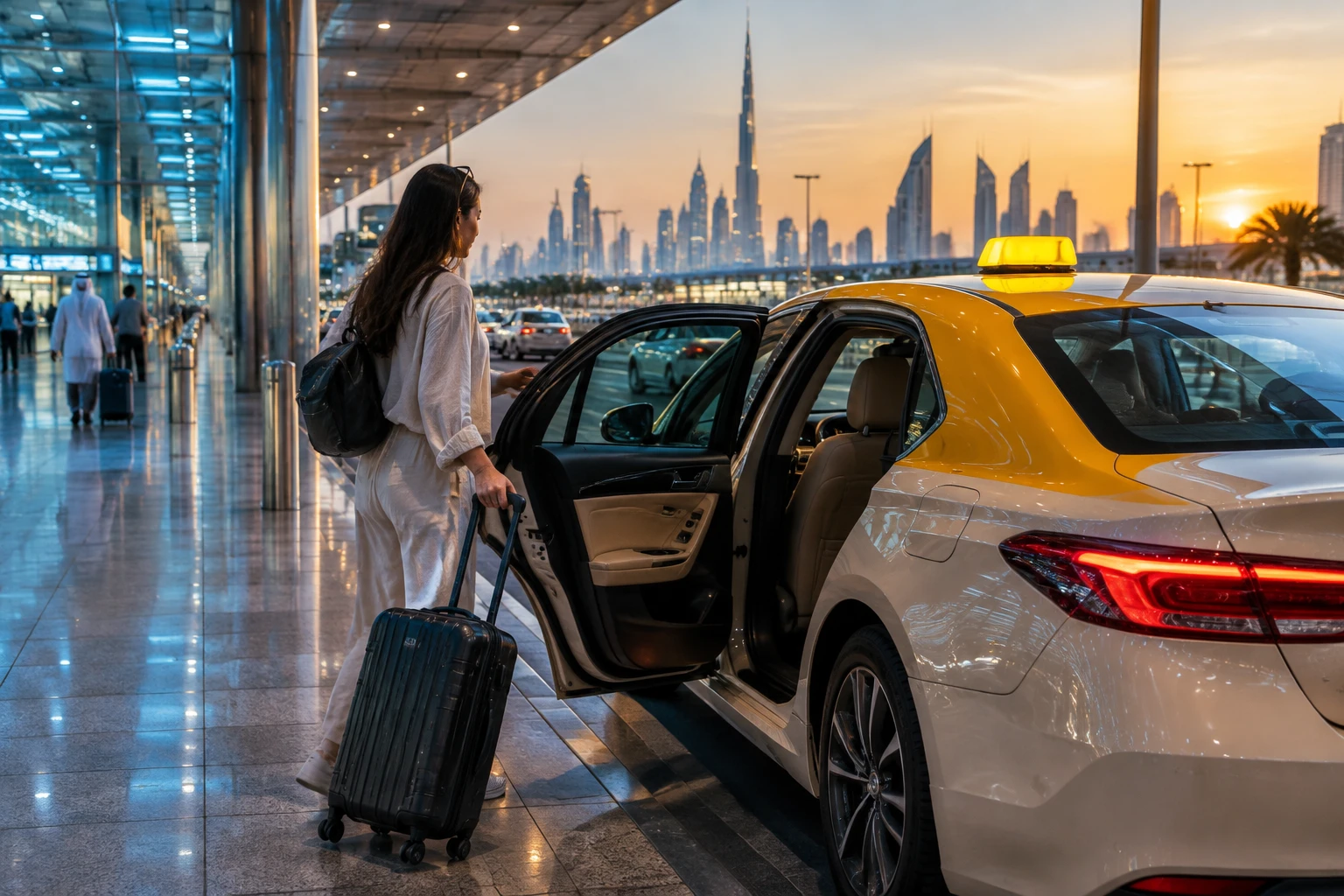 Taxi rank at a DXB terminal in Dubai