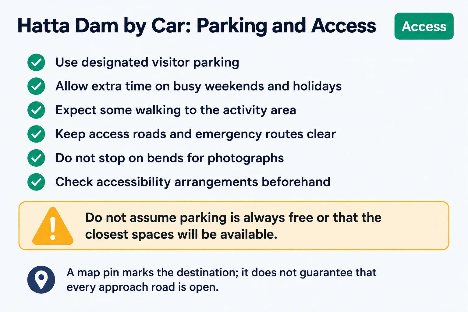 Hatta Dam parking and access by car