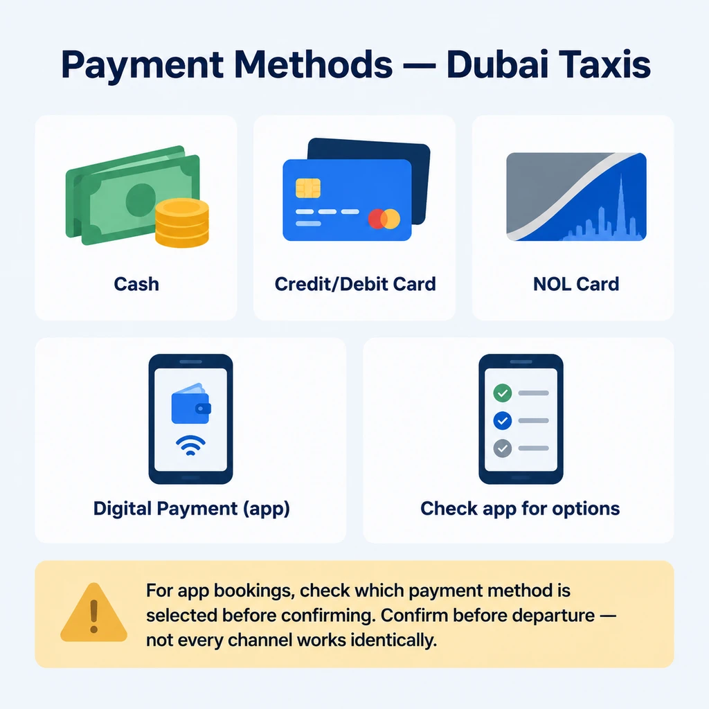 Dubai taxi payment methods