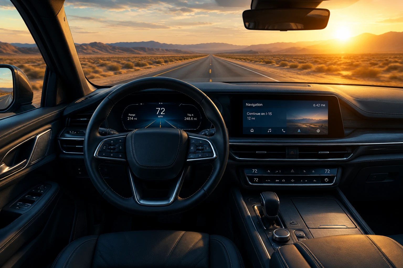 Mercedes SUV cabin and driving position
